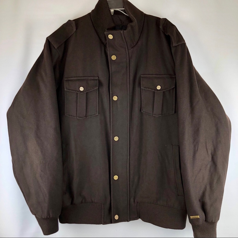 Sean John men’s brown bomber wool blend coat